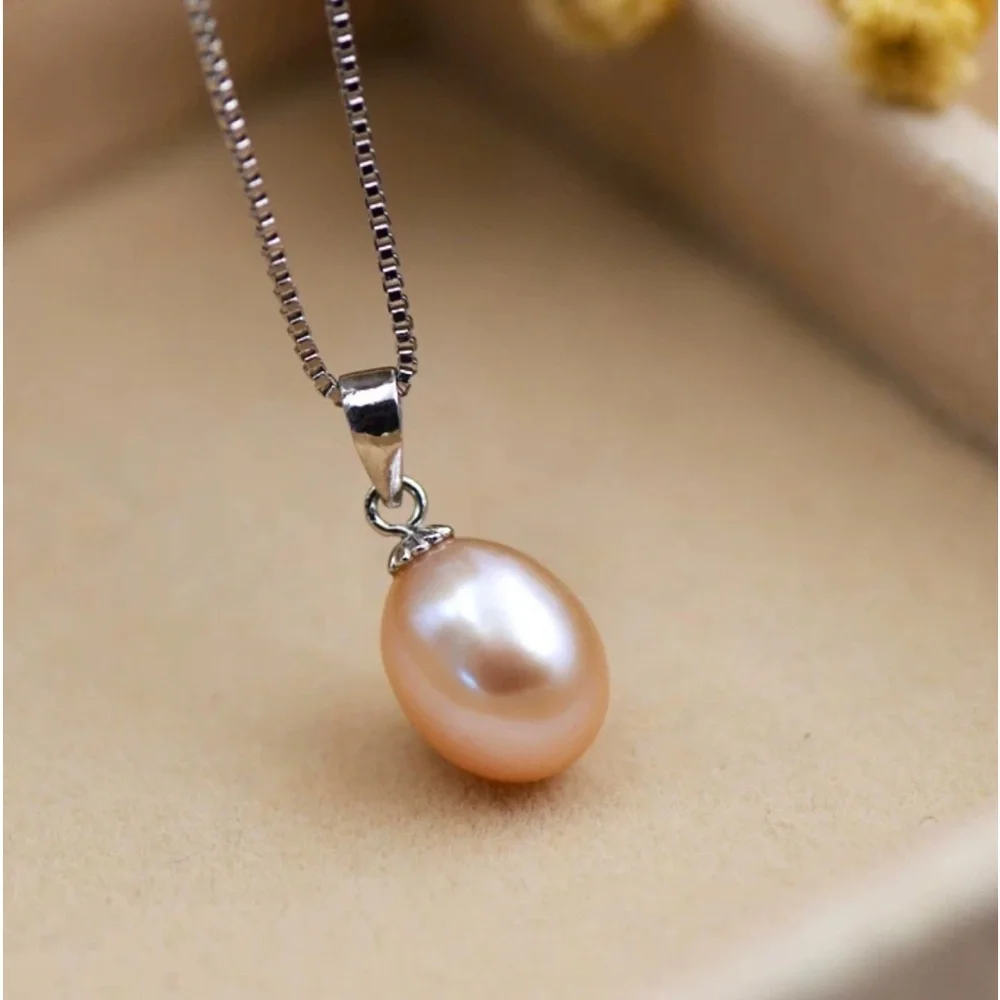 Fresh water pink pearl necklace earrings set S925 chain included - Picture 1 of 3